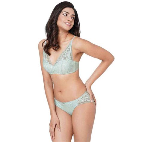 Evy Lace Padded Wired 3/4th Coverage Lacy Bralette Bra - Mint Green ...