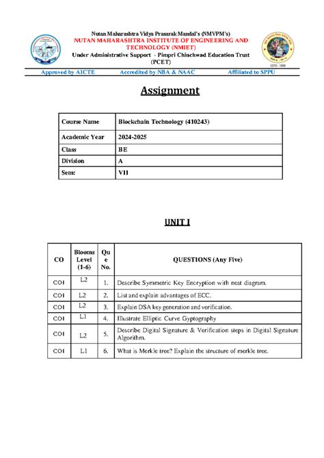 BT 24 25 Assignment 1 - Assignment Course Name Blockchain Technology ...