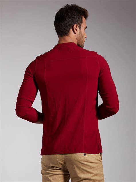 Men Half Placket Mandarin Collar Viscose Shirt / Kurta