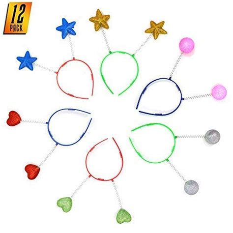 Glitter Antenna Head Boppers - Rainbow Shapes Novelty Headbands - 12 ...