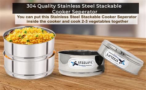 Buy Steelify 304 Quality Stainless Steel Stackable Cooker Seperator ...