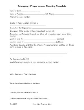 Emergency Preparedness Planning Template Doc Template | pdfFiller
