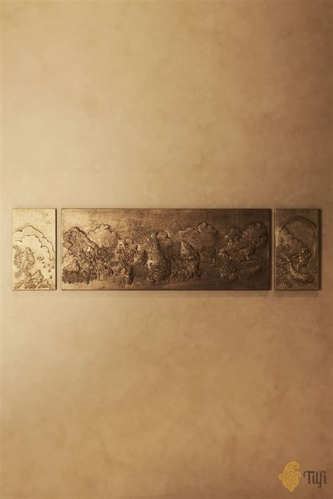 'Meghdoot' Brass Metal Repousse Wall Art - Tilfi