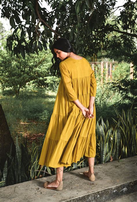 Mustard Summer Tales Dress - omaanajaipur