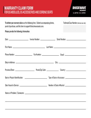 Fillable Online WARRANTY CLAIM FORM FOR S5 MODULES, S5 ACCESSORIES AND ...