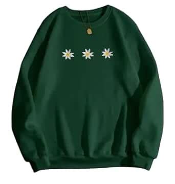 Buy Women's Cotton Longsleeves Dark Green Flowers Print Sweatshirt at ...