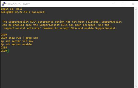 Solution to ssh for vrf management in OS9 switch | Dell India