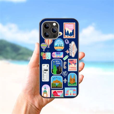 Travel Stickers Blue Glass & Hybrid Matte Phone Case – sillycanvas