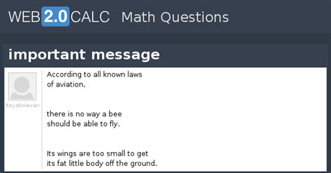 View question - important message