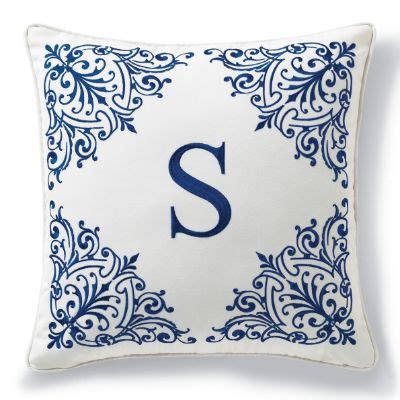 Monogrammed Outdoor Pillow in Natural/Cobalt | Frontgate