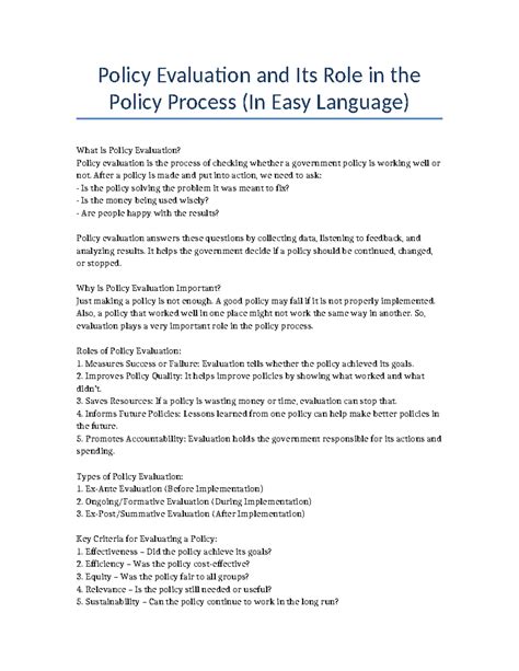 Policy Evaluation (POL101): Understanding Its Importance and Process ...