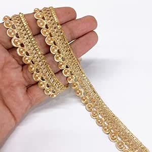 Lami - 9 Meter Shimmer Rose Gold Dori Lace, Stone Handwork Latkan Lace ...