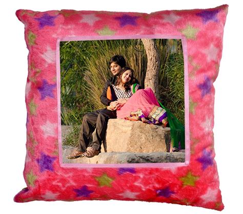 Buy Personalized Pink Velvet Star Print Square Shape Pillow ...