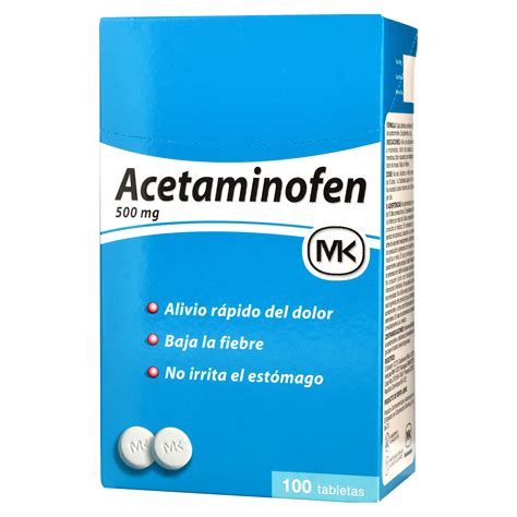 Acetaminofén Mk 100 Tabletas -500mg - Precio indicado por Unidad- - Walmart | Guatemala