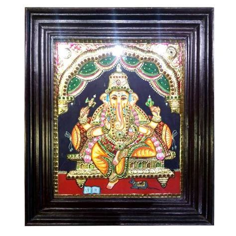 TANJORE PAINTING YELLOW DHOTHI GANESHA