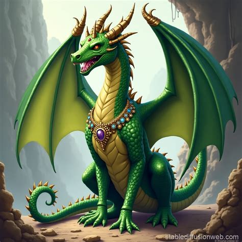 DND Green Dragon King in MTG Style | Stable Diffusion Online