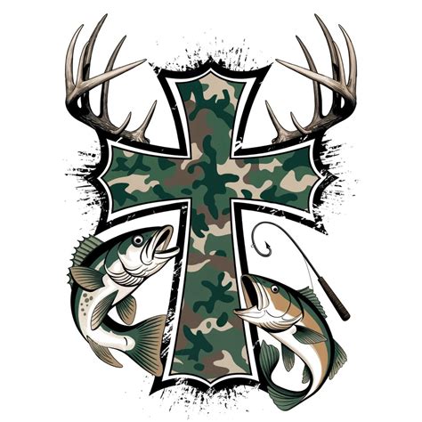 Camo Cross Fishing PNG, Christian Hunting PNG, Hunting PNG Designs, Patriotic Outdoor Png ...