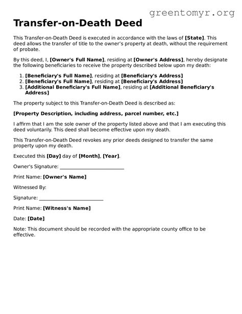 Valid Transfer-on-Death Deed Forms ≡ Fillable Template