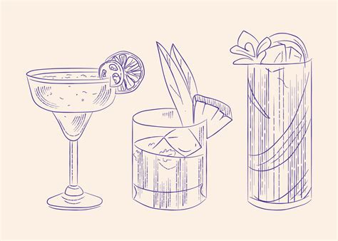Top 17+ Free Hand Drawn Cocktails With Ribbon Vector Background