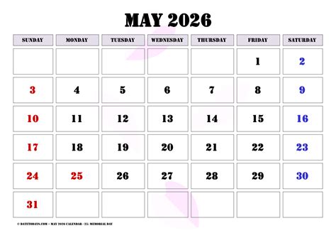 Free May 2026 Calendar with US Holidays Printable PDF