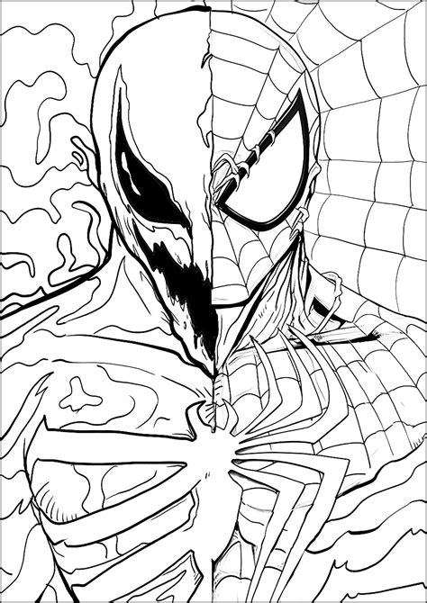 Zeichnung mit Venom und Spider-Man - Ausmalbilder von Bücher & Comics zum Ausmalen