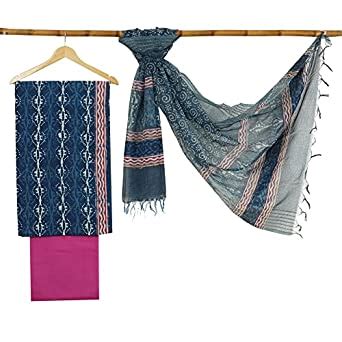 Buy Shoppers Point® Bagru Hand Block Print Pure Cotton 3 Piece Salwar ...