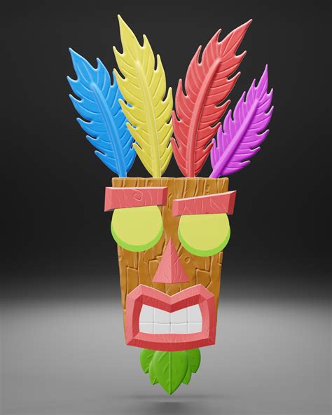 STL file AKU AKU - CRASH BANDICOOT MASK WITH WALL HANGS・3D printer ...