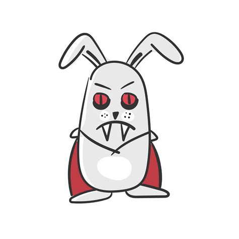 Cartoon rabbit vampire. Illustration for Halloween cards on white. Hare ...
