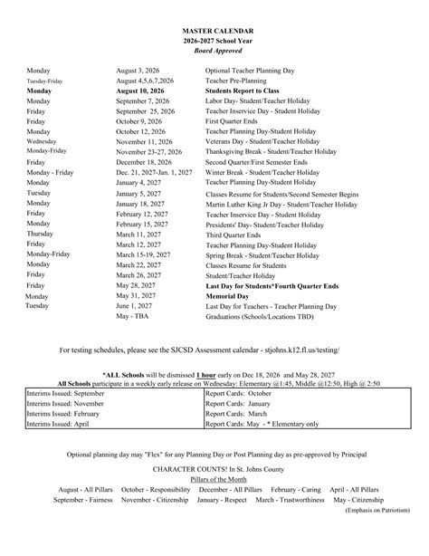 St. johns county school district Calendar 26-27 Updated PDF - EduCounty