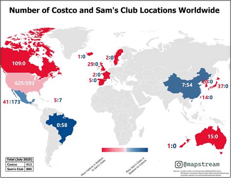 Costco vs Sam’s Club Store Numbers By US State - Brilliant Maps