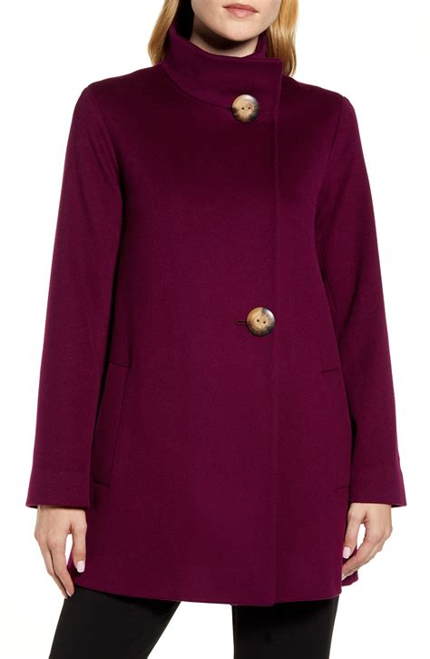 Women's Fleurette Stand Collar Wool Car Coat, Size 4 - Purple | Coats ...
