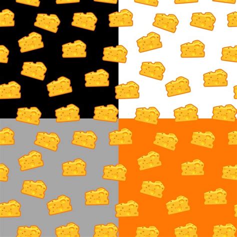 Set seamless patterns with a slice of cheese | Premium Vector