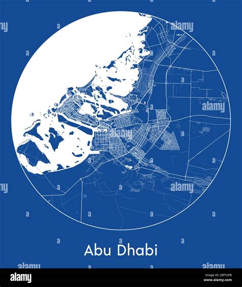 City Map Abu Dhabi United Arab Emirates Asia blue print round Circle ...