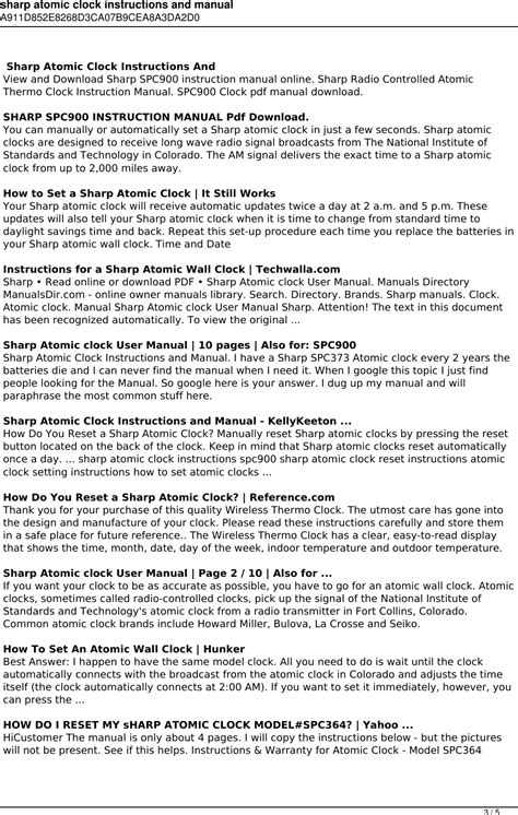 Image result for Sharp Clock SPC364 Manual