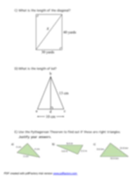 Image result for Pythagorean Theorem Classifying Pg 2.Pdf Answers