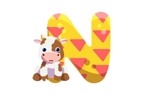 Cute Icon Animals Alphabet N Clipart Graphic by pohonrindangstudio ...