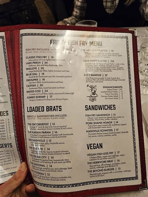 Menu at Kegel's Inn restaurant, West Allis