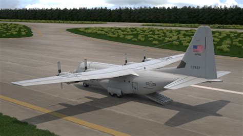 3D Lockheed C 130 Hercules US Military Transport with 20 ft Container ...