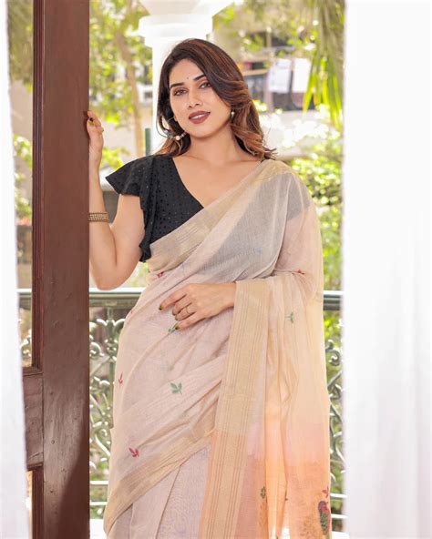 Peach Muga Cotton Woven Saree – Gajarai