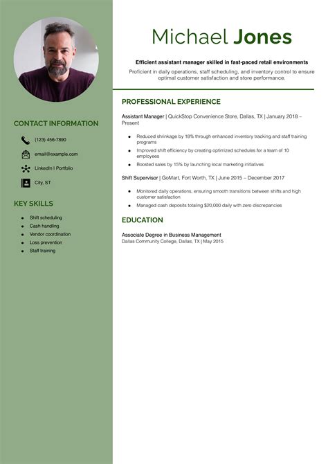 Assistant Store Manager Resume Examples and Templates for 2025 - ResumeTemplates.com