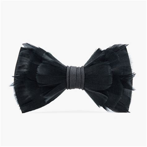 Black Goose Feather Bow Tie with Grosgrain | Brackish