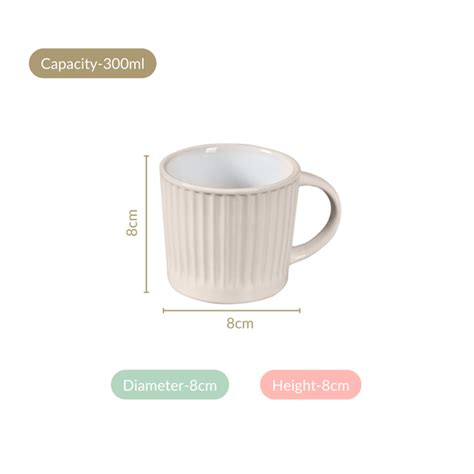 Cresta Ceramic Coffee Mug Set Of 6 Off White 300ml Online - Premium ...