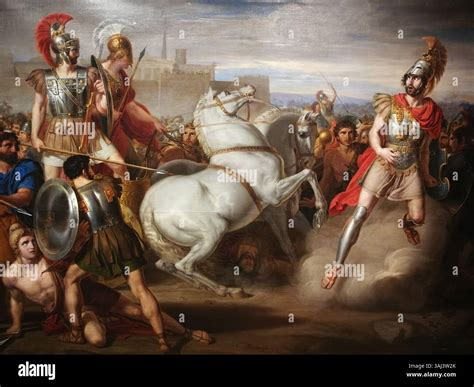 This 1831 painting by Rafael Tegeo depicts Diomedes, aided by Minerva, wounding Mars in a battle ...