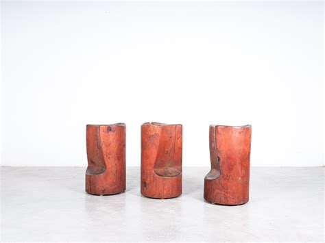 Riva 1920 Swedish Stump Wood Chairs Stools, Italy, circa 1990 – DERIVE