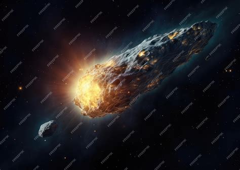 Premium AI Image | An asteroid with a tail glowing from solar radiation