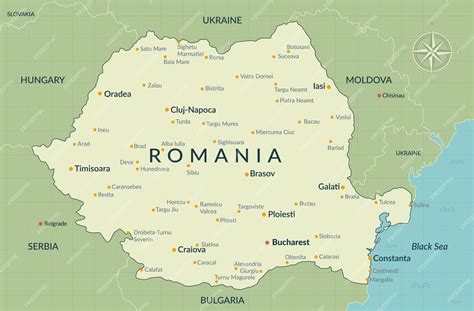 Romania political map with major cities and neighboring countries ...