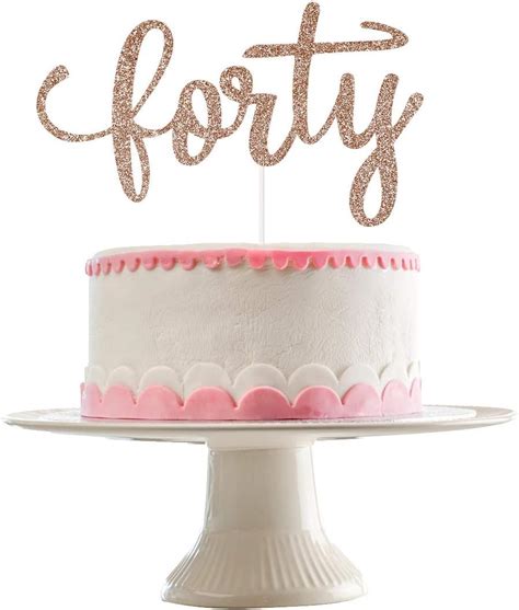 Buy Forty Cake Topper Rose Gold Glitter,40th Birthday Cake Topper,40 ...