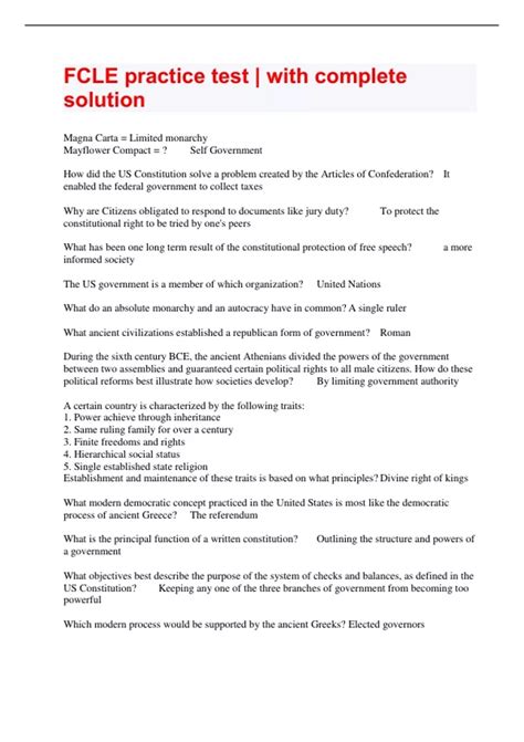 FCLE practice test | with complete solution - FCLE - Stuvia US