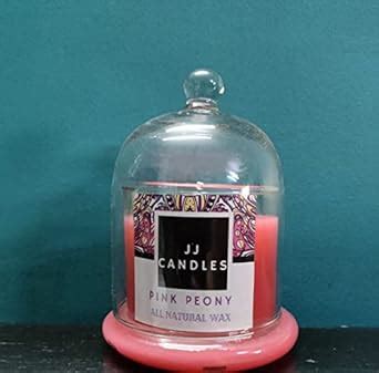 SC 1 Piece Scented Pink Peony Hand Poured Wax Cloche Bell Jar Candle ...