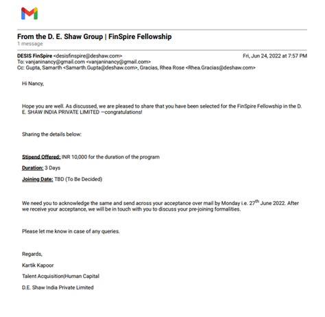 Nancy Vanjani selected for D. E. Shaw’s FinSpire Fellowship program ...